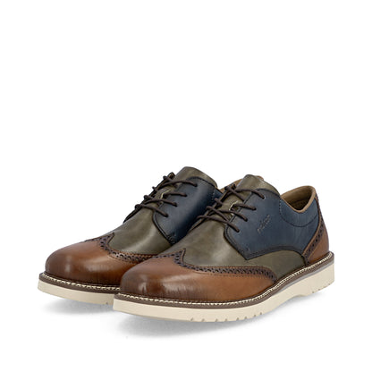 Rieker Mens Shoe 04504-90 Muskat/Forest/Royal Blue
