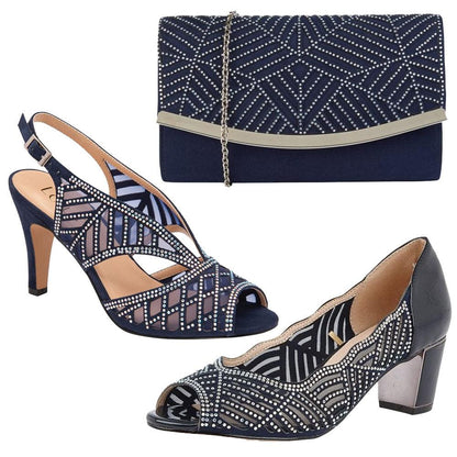Lotus Womens Shoe Immy Navy/Diamante
