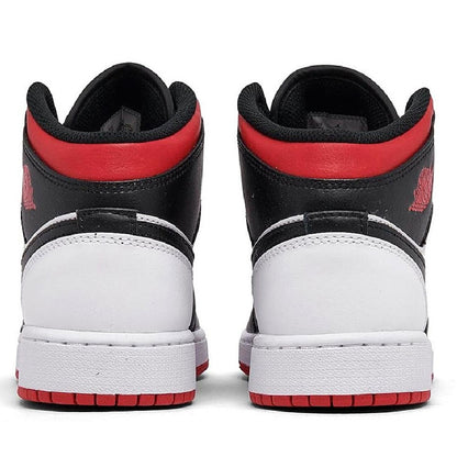 Big Kid's Jordan 1 Mid "Gym Red Black Toe" White/Gym Red-Black (DQ8423 106)