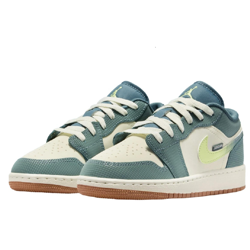 Big Kid's Jordan 1 Low SE Sea Glass/LT Lemon Twist-Hasta (IB7112 001)